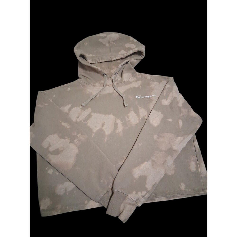 Champion Bleach Tie Die Cropped Sweatshirt Hoodie Womens Med